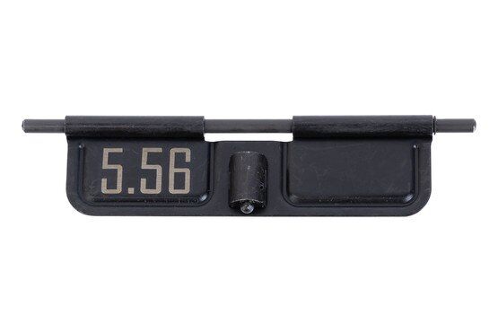 5.56 marked AR-15 ejection port cover, black.